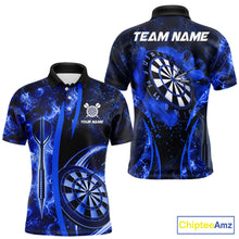 Load image into Gallery viewer, Blue Dartboard Lightning Darts Shirt For Men Custom Flame Darts Team Jersey Polo &amp; 1/4 Zip TDM6113