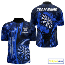 Load image into Gallery viewer, Blue Dartboard Lightning Darts Shirt For Men Custom Flame Darts Team Jersey Polo &amp; 1/4 Zip TDM6113