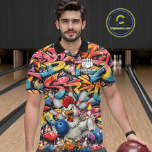 Load image into Gallery viewer, Funny Rooster Graffiti Style Bowling Jersey For Men Custom Bowling Team Jersey Polo &amp; 1/4 Zip TDM6121