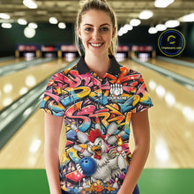 Load image into Gallery viewer, Funny Rooster Graffiti Style Bowling Jersey For Women Custom Bowling Team Jersey Polo &amp; 1/4 Zip TDM6121