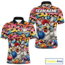 Load image into Gallery viewer, Funny Rooster Graffiti Style Bowling Jersey For Men Custom Bowling Team Jersey Polo &amp; 1/4 Zip TDM6121