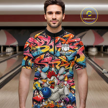 Load image into Gallery viewer, Funny Rooster Graffiti Style Bowling Jersey For Men Custom Bowling Team Jersey Polo &amp; 1/4 Zip TDM6121