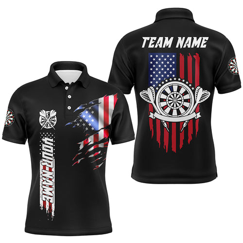 Personalized Retro American Flag Darts Polo Shirts Custom Patriotic Darts Jerseys For Men TDM1477