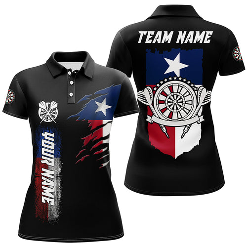 Personalized Retro Texas Flag Darts Polo Shirts Custom Patriotic Darts Jerseys For Women TDM1479