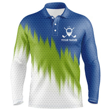 Load image into Gallery viewer, Green And Blue Mens Golf Polo Shirts Custom Name Golf Outfit Men, Great Gifts For A Golfer TDM1844