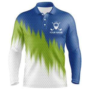 Green And Blue Mens Golf Polo Shirts Custom Name Golf Outfit Men, Great Gifts For A Golfer TDM1844