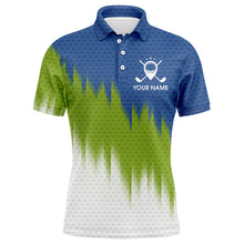 Load image into Gallery viewer, Green And Blue Mens Golf Polo Shirts Custom Name Golf Outfit Men, Great Gifts For A Golfer TDM1844