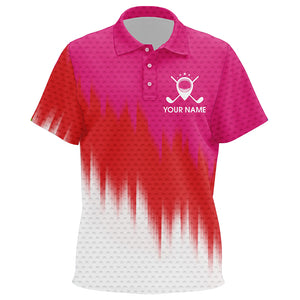 Pink And Red Kid Golf Polo Shirts Custom Name Golf Outfit Kid, Great Gifts For A Golfer TDM1845