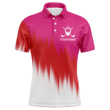 Load image into Gallery viewer, Pink And Red Mens Golf Polo Shirts Custom Name Golf Outfit Men, Great Gifts For A Golfer TDM1845