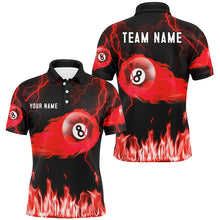 Load image into Gallery viewer, Personalized Red 8 Ball Flame Thunder Lightning Billiard Shirts For Men, Pool Team League Shirts TDM2052