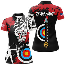 Load image into Gallery viewer, Personalized Grunge Tribal Archery Shirts For Women Custom Archery Jerseys For Team Archer |Red TDM2056