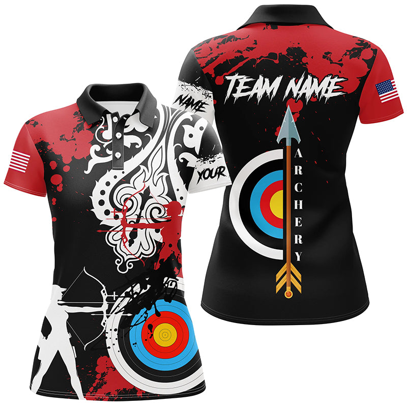 Personalized Grunge Tribal Archery Shirts For Women Custom Archery Jerseys For Team Archer |Red TDM2056