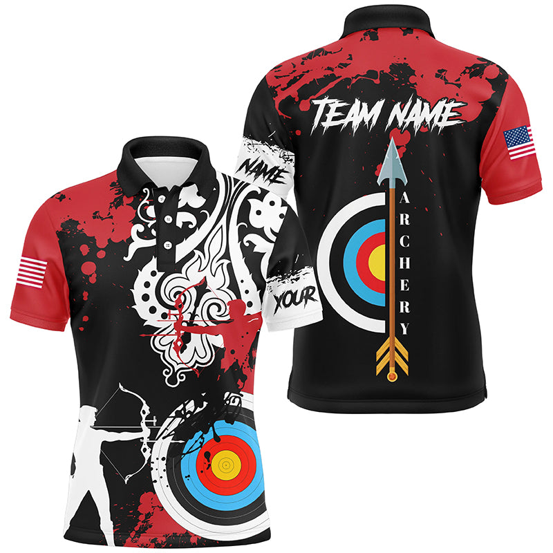 Personalized Grunge Tribal Archery Shirts For Men Custom Archery Jerseys For Team Archer |Red TDM2056