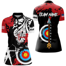 Load image into Gallery viewer, Personalized Grunge Tribal Archery Shirts For Women Custom Archery Jerseys For Team Archer |Red TDM2056