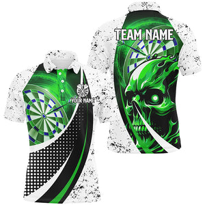 Customized Grunge Green Dartboard 3D Printed Skull Darts Shirts For Men, Team League Darts Jerseys TDM2262