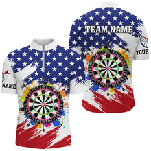 Load image into Gallery viewer, Colorful Dartboard American Flag Custom Patriotic Darts Shirts For Men, Darts Team Jerseys |White TDM2269