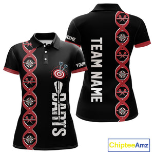Personalized DNA Darts Shirt For Women Custom Black And Red Funny Darts Jersey Team Polo & 1/4 Zip TDM4617
