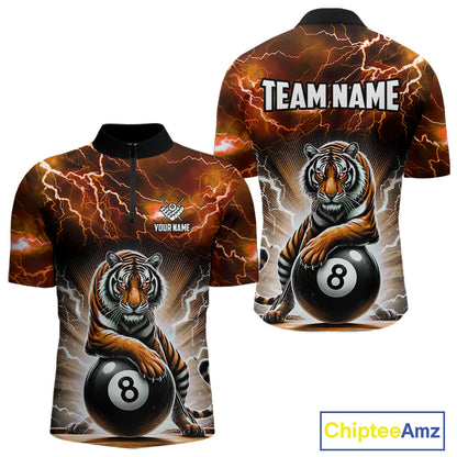 Lightning Thunder Tiger Custom Orange 8 Ball Pool Shirts For Men, Billiard Team League Jerseys TDM4814