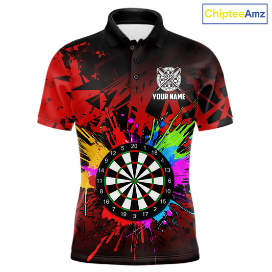 Red Funny Dartboard Colorful Darts Shirts For Men Custom Darts Polo & Quarter Zip Team Jersey TDM7571