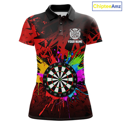 Red Funny Dartboard Colorful Darts Shirts For Women Custom Darts Polo & Quarter Zip Team Jersey TDM7571