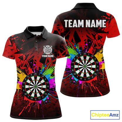 Red Funny Dartboard Colorful Darts Shirts For Women Custom Darts Polo & Quarter Zip Team Jersey TDM7571