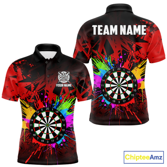 Red Funny Dartboard Colorful Darts Shirts For Men Custom Darts Polo & Quarter Zip Team Jersey TDM7571