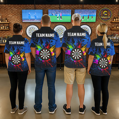 Blue Funny Dartboard Colorful Darts Shirts For Women Custom Darts Polo & Quarter Zip Team Jersey TDM7573