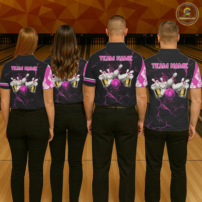Pink And Black Argyle Pattern Bowling Beer Custom Bowling Shirts For Men Bowling Team League Jersey TDM7585
