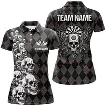 Load image into Gallery viewer, Personalized Wings And Skull Custom Black Argyle Women Darts Shirts, Funny Dart Jerseys Uniform TDM2781