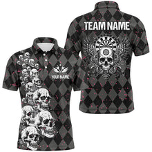 Load image into Gallery viewer, Personalized Wings And Skull Custom Black Argyle Men Darts Shirts, Funny Dart Jerseys Uniform TDM2781