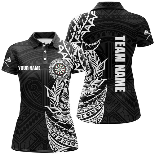 Personalized Black White Tribal Darts Polo & Quarter Zip Custom Dart Shirts For Women Dart Jerseys TDM2782