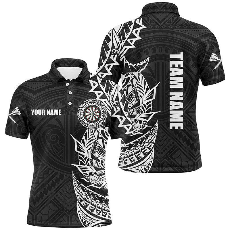 Personalized Black White Tribal Darts Polo & Quarter Zip Custom Dart Shirts For Men Dart Jerseys TDM2782