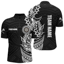 Load image into Gallery viewer, Personalized Black White Tribal Darts Polo &amp; Quarter Zip Custom Dart Shirts For Men Dart Jerseys TDM2782