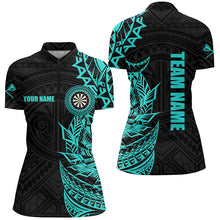 Load image into Gallery viewer, Personalized Turquoise Tribal Darts Polo &amp; Quarter Zip Custom Dart Shirts For Women Dart Jerseys TDM2783