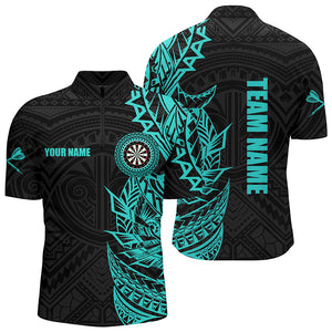 Personalized Turquoise Tribal Darts Polo & Quarter Zip Custom Dart Shirts For Men Dart Jerseys TDM2783