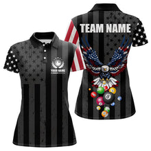 Load image into Gallery viewer, Personalized Eagle American Flag Billiard Balls Pool Shirt For Women, Patriotic Billiard Shirt Jersey TDM3252