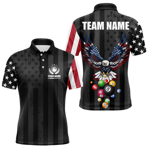 Personalized Eagle American Flag Billiard Balls Pool Shirt For Men, Patriotic Billiard Shirt Jersey TDM3252