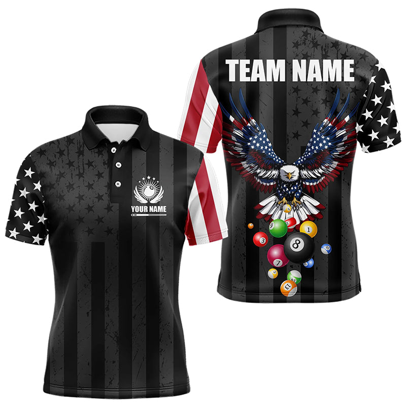 Personalized Eagle American Flag Billiard Balls Pool Shirt For Men, Patriotic Billiard Shirt Jersey TDM3252