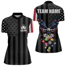 Load image into Gallery viewer, Personalized Eagle American Flag Billiard Balls Pool Shirt For Women, Patriotic Billiard Shirt Jersey TDM3252