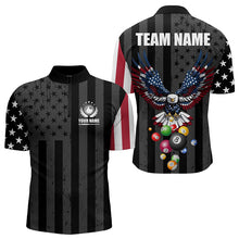 Load image into Gallery viewer, Personalized Eagle American Flag Billiard Balls Pool Shirt For Men, Patriotic Billiard Shirt Jersey TDM3252