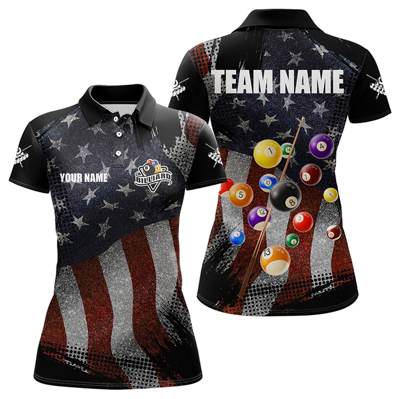 Retro American Flag Patriotic Billiard Shirts For Women Custom 3D Billiard Balls Pool Team Jerseys TDM3256