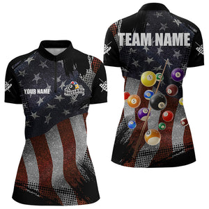 Retro American Flag Patriotic Billiard Shirts For Women Custom 3D Billiard Balls Pool Team Jerseys TDM3256