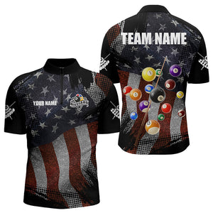 Retro American Flag Patriotic Billiard Shirts For Men Custom 3D Billiard Balls Pool Team Jerseys TDM3256