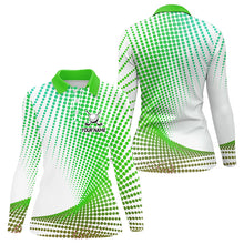 Load image into Gallery viewer, Personalized Green Geometric Women Golf Shirt Short Sleeve Polo Shirt Ladies Golf Tops, Golfing Gifts TDM3259