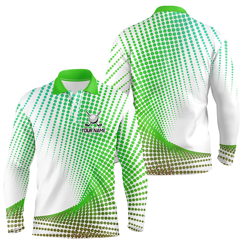 Personalized Green Geometric Men Golf Shirt Short Sleeve Polo Shirt Men Golf Tops, Golfing Gifts TDM3259