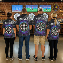 Load image into Gallery viewer, Blue Purple Grunge Skull Darts Polo &amp; 1/4 Zip For Women Custom Darts Team Jersey, Funny Darts Gifts TDM5504
