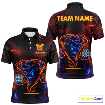 Funny Neon Tornado Darts Polo & Quarter Zip For Men Custom Darts Team Jersey, Darts Outfit TDM5505