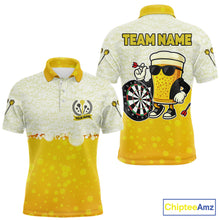 Load image into Gallery viewer, Personalized Yellow Funny Beer Darts Shirt For Men Custom Darts Jersey Team Polo &amp; 1/4 Zip TDM5508