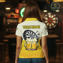 Load image into Gallery viewer, Personalized Yellow Funny Darts And Beer Women's Dart Shirts, Darts Team Jersey Polo &amp; 1/4 Zip TDM5509