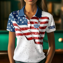 Load image into Gallery viewer, White Grunge USA Flag Patriotic Billiard Shirts For Women Custom American Flag Billiard Team Jerseys TDM3451